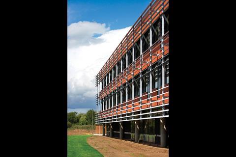Materials company Hanson’s Kimberley office development in Stewartby, Bedfordshire, makes extensive use of brick, one of the mass-produced components whose lead times are set to increase,  due to stock levels being run down and kilns closing